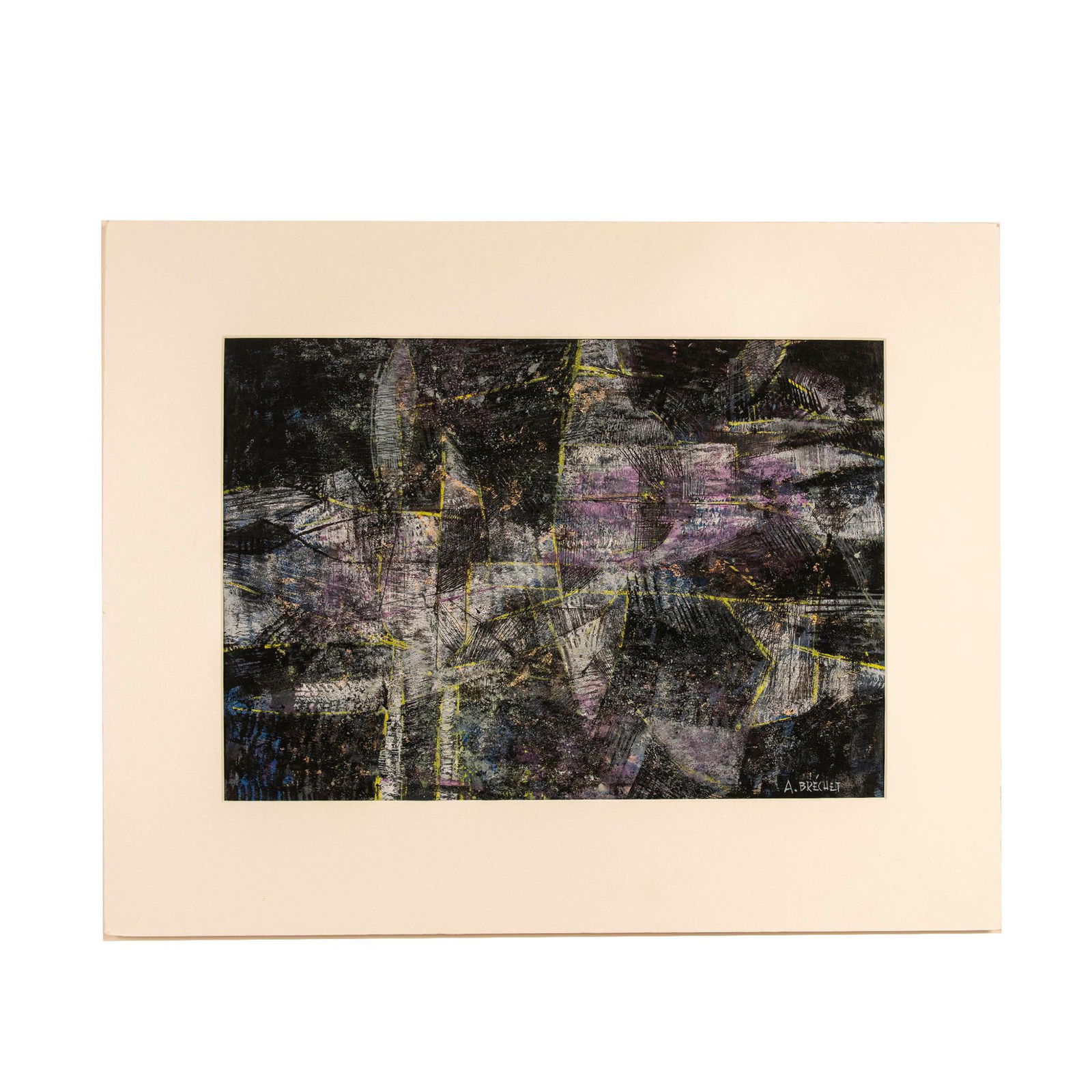 Andre Brechet, Original Post-Cubist Gouache on Paper Signed (1 of 6)