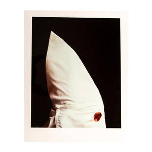 Andres Serrano, Original Large Cibachrome Print, Signed: Large format Cibachrome print by highly controversial American photographer Andres Serrano. His photograph 'Klansman (Knighthawk of Georgia, V)' represents a member of the Ku Klux Klan that Serrano sh