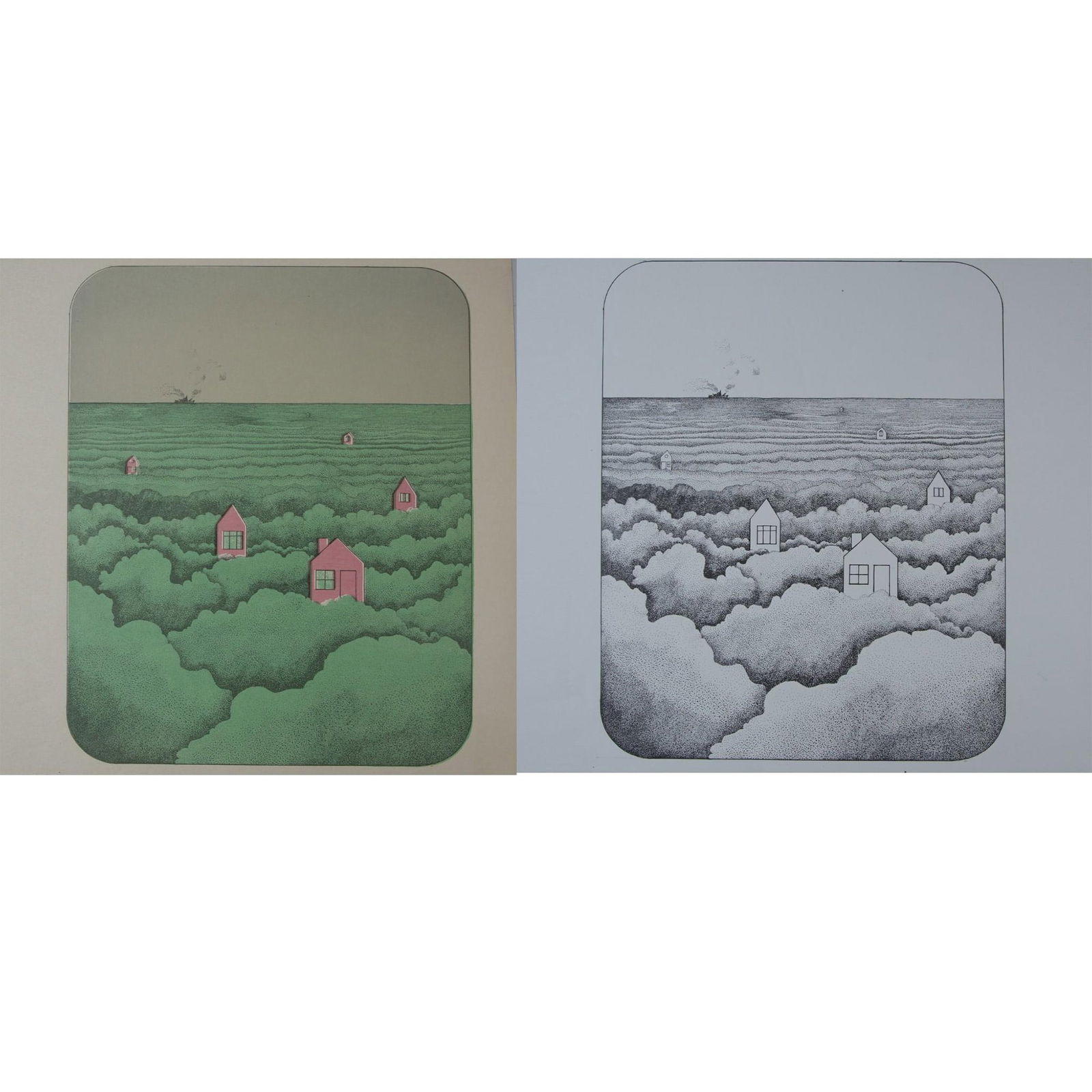 2pc Hermann Sporel Surrealist Lithographs on Paper (1 of 4)