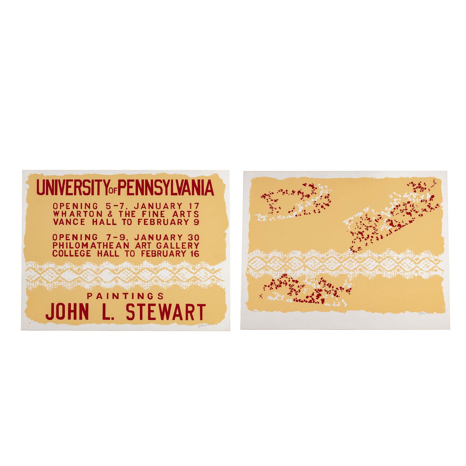 John Stewart, Lot of two Color Silkscreens on Paper, Signed (1 of 11)