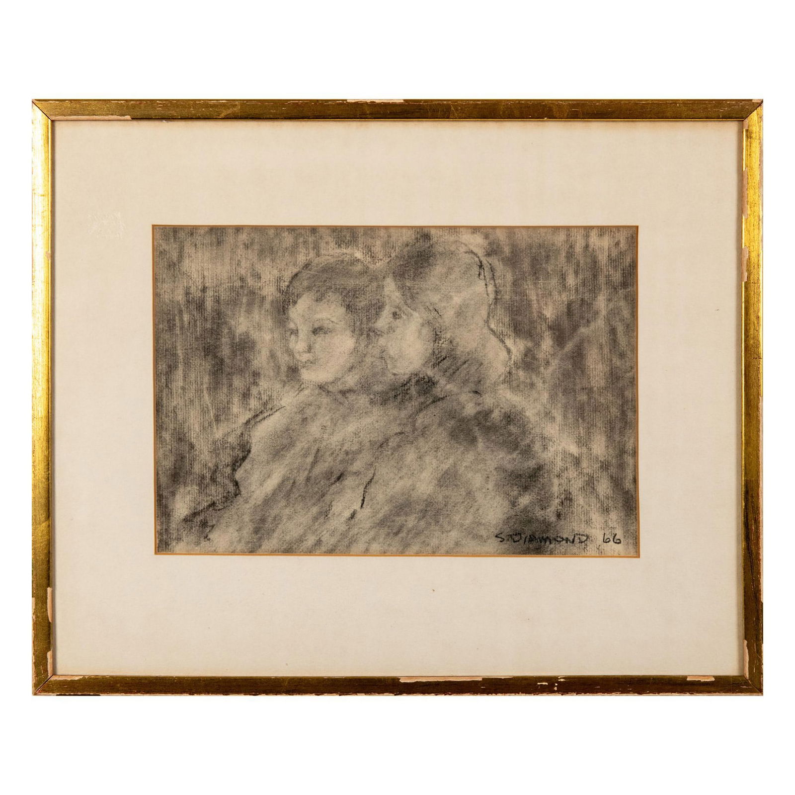 Stuart Diamond, Original Charcoal Drawing on Paper, Signed (1 of 6)