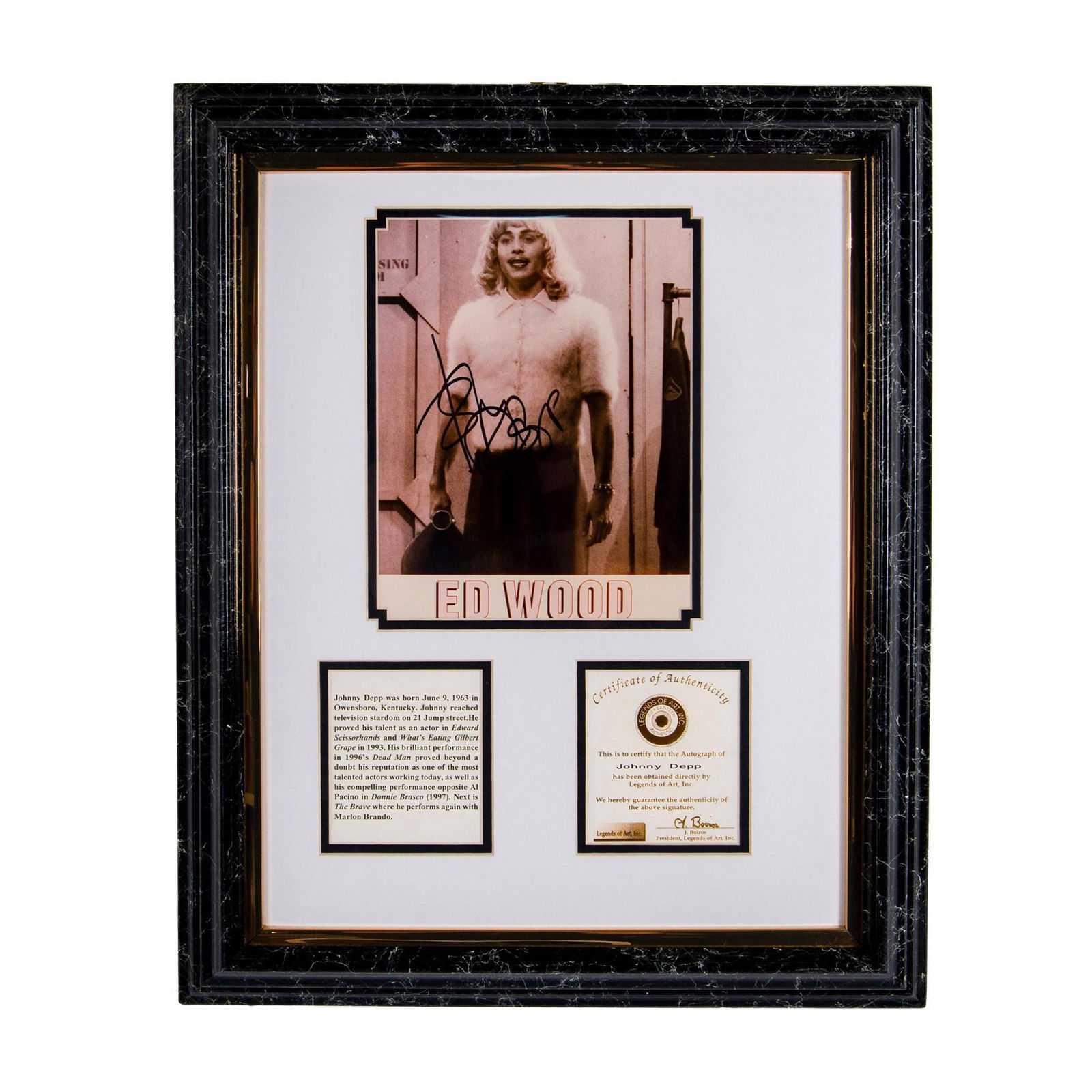 Authentic Johnny Depp Autograph Ed Wood Movie w/ Still (1 of 6)