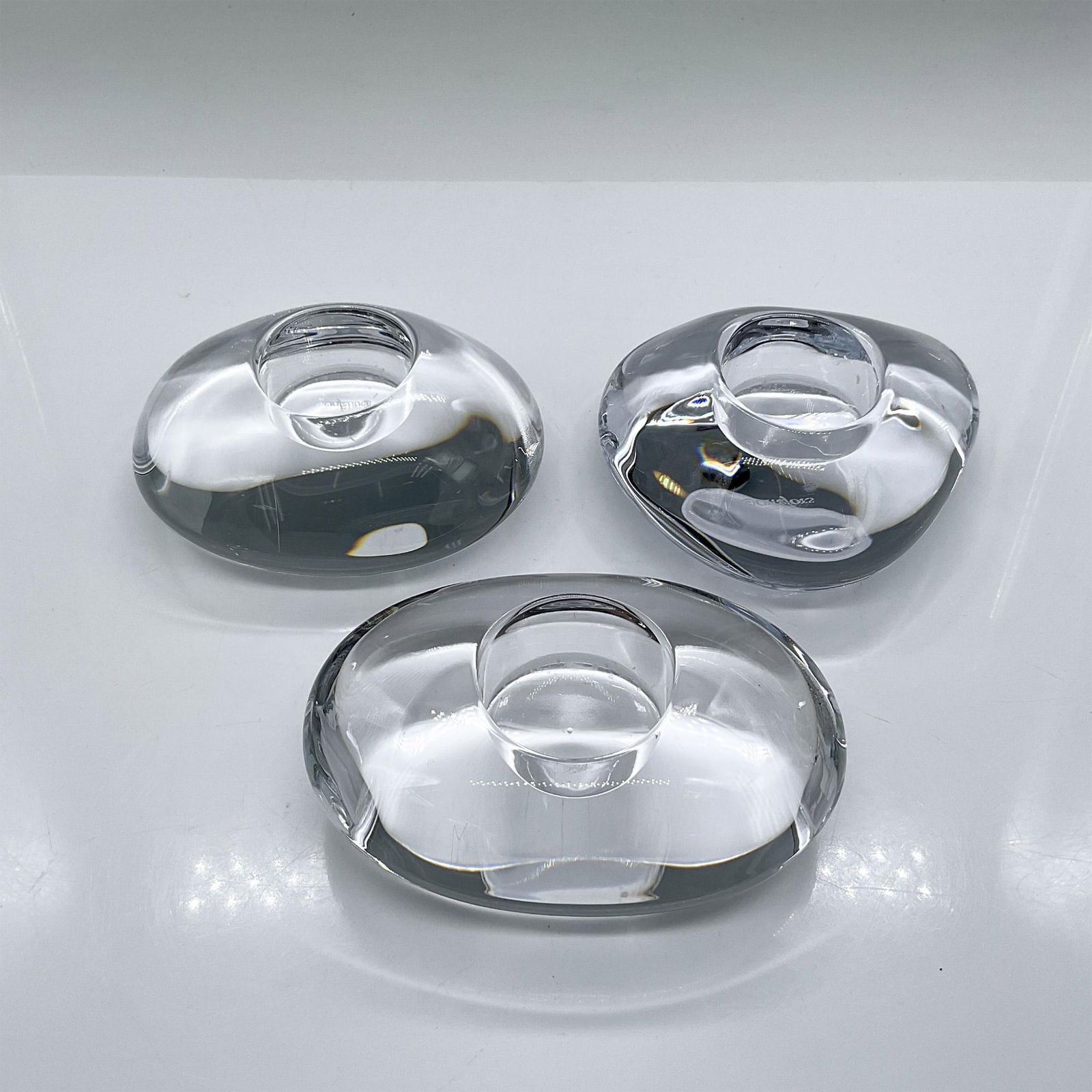 3pc Orrefors Crystal Votive Candle Holders, Various Shapes (1 of 3)