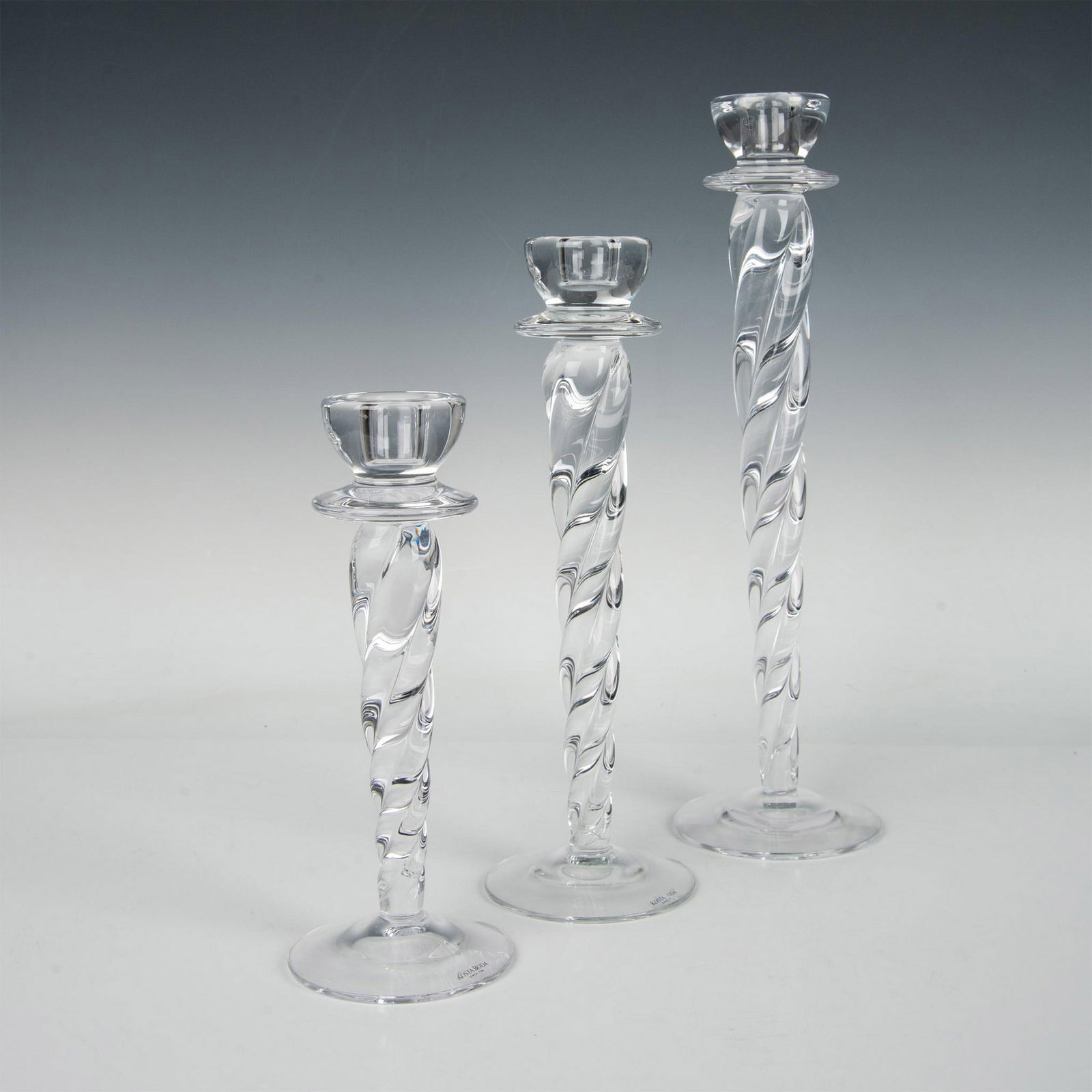 3pc Kosta Boda Ann Wahlstrom Clear Cypress Candlesticks (1 of 6)