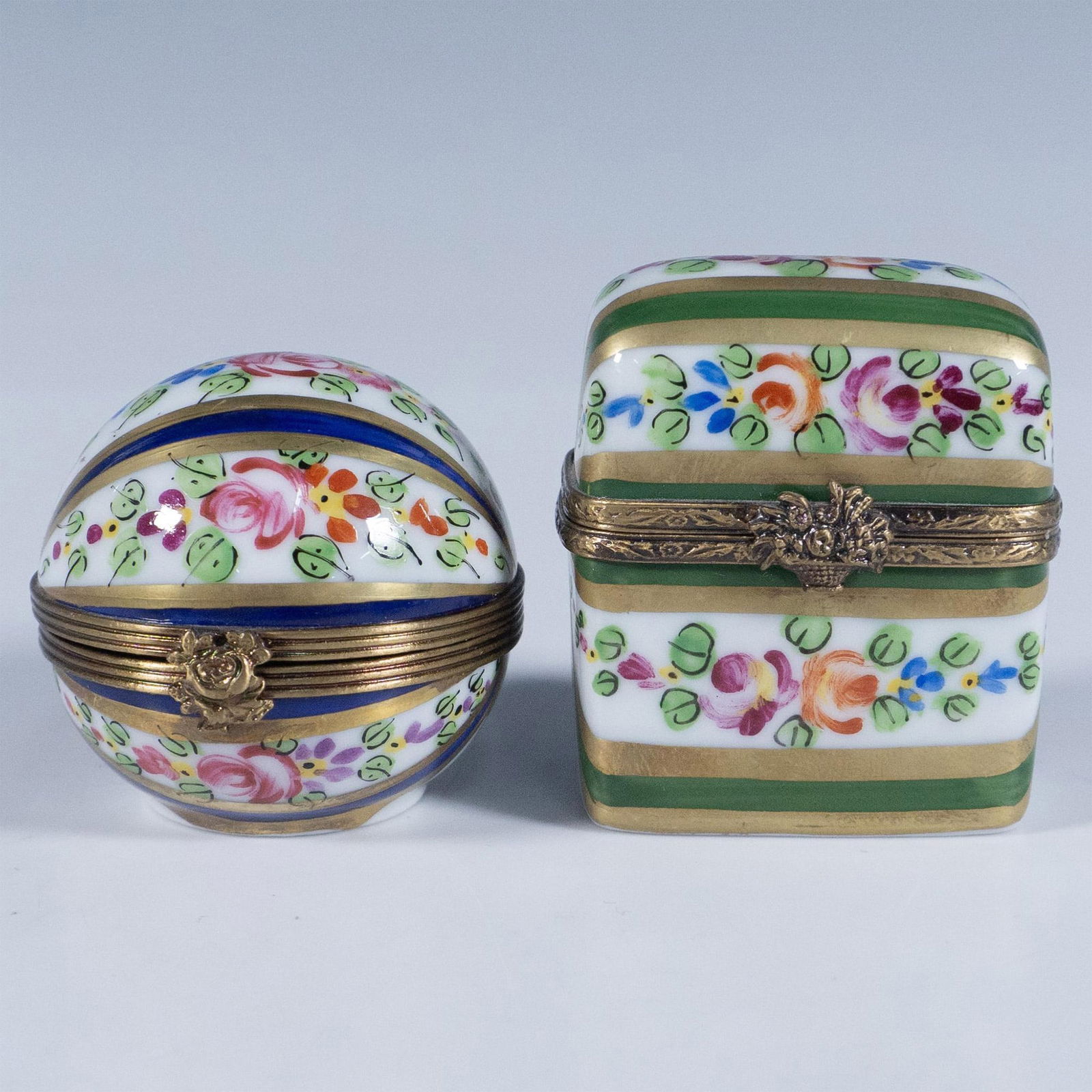 2pc Limoges Porcelain Treasure Boxes, Chest and Sphere (1 of 4)