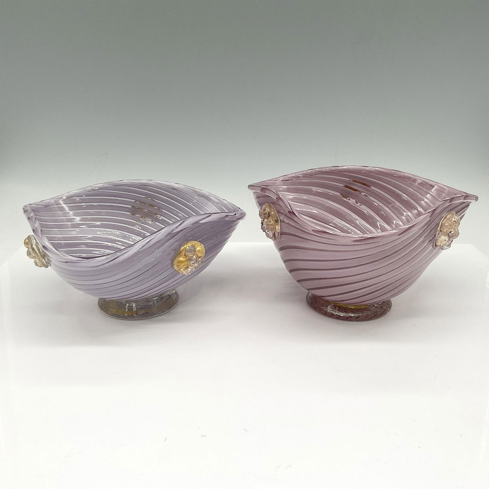 2pc Italian Art Glass Candy Dishes with Gilt Accents (1 of 3)