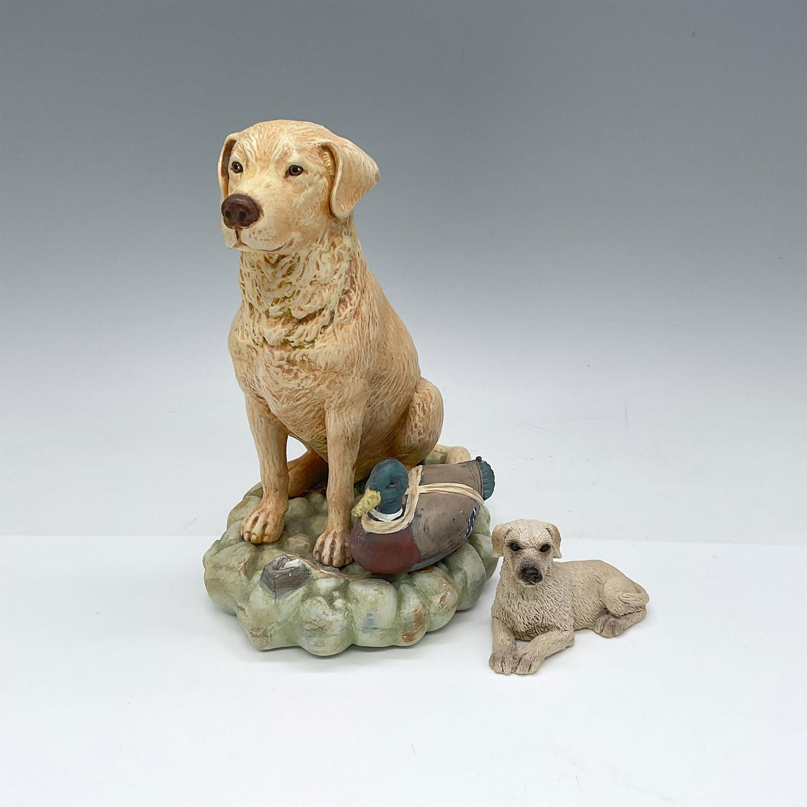 2pc Dog Figurines, Stone Critter Little and Unmarked (1 of 3)