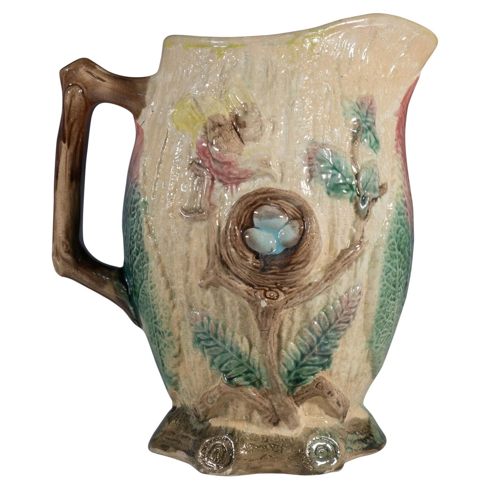 Antique Majolica Birds' Nest Pitcher (1 of 5)