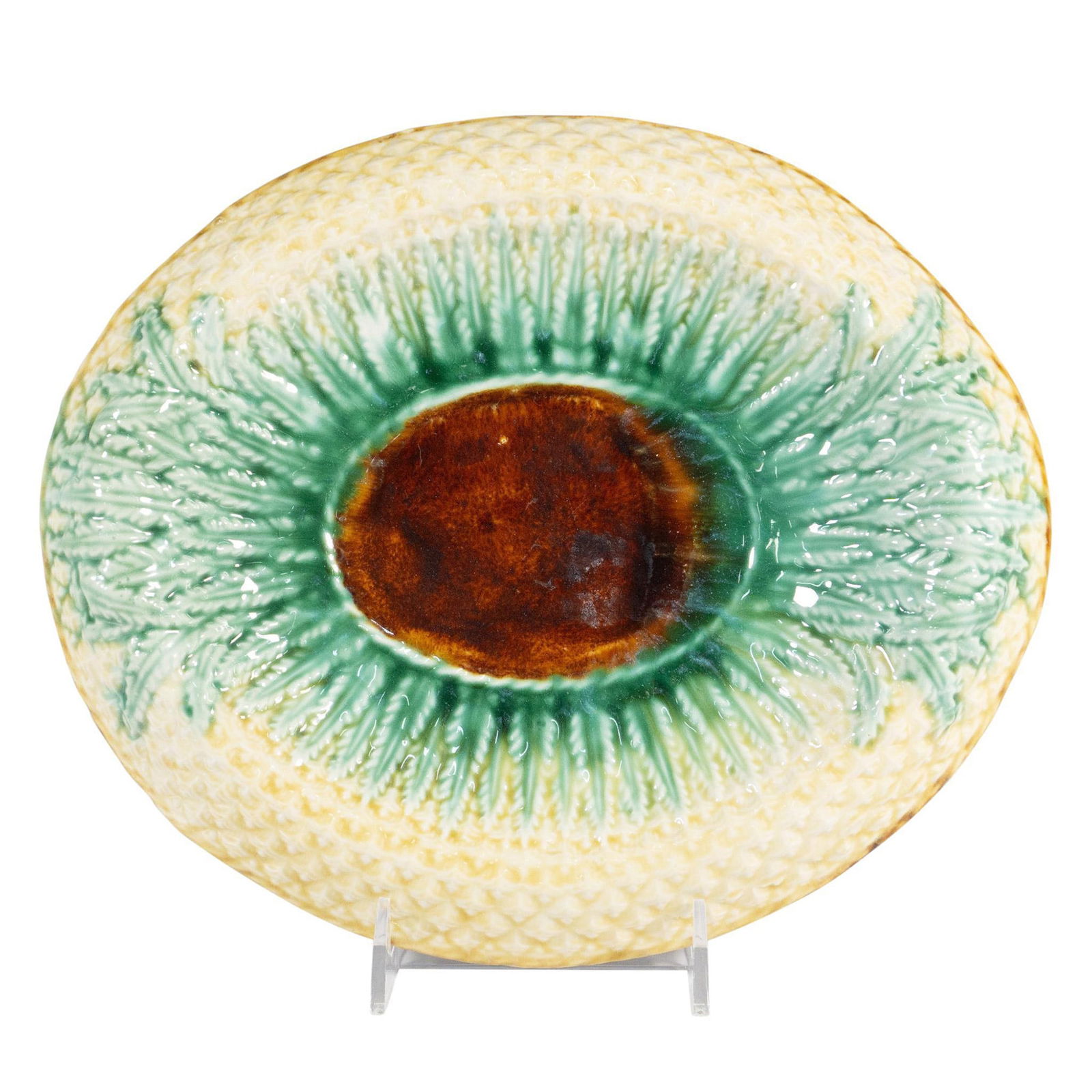 Majolica Pineapple Design Oval Serving Platter (1 of 3)