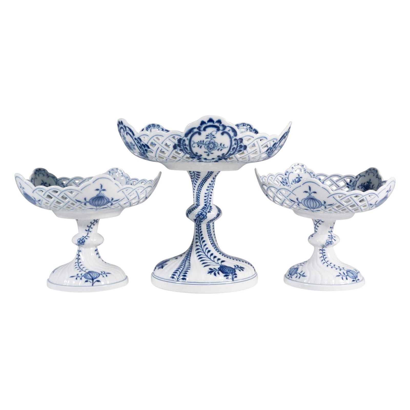 3pc Meissen Blue and White Porcelain Compote Trio (1 of 5)