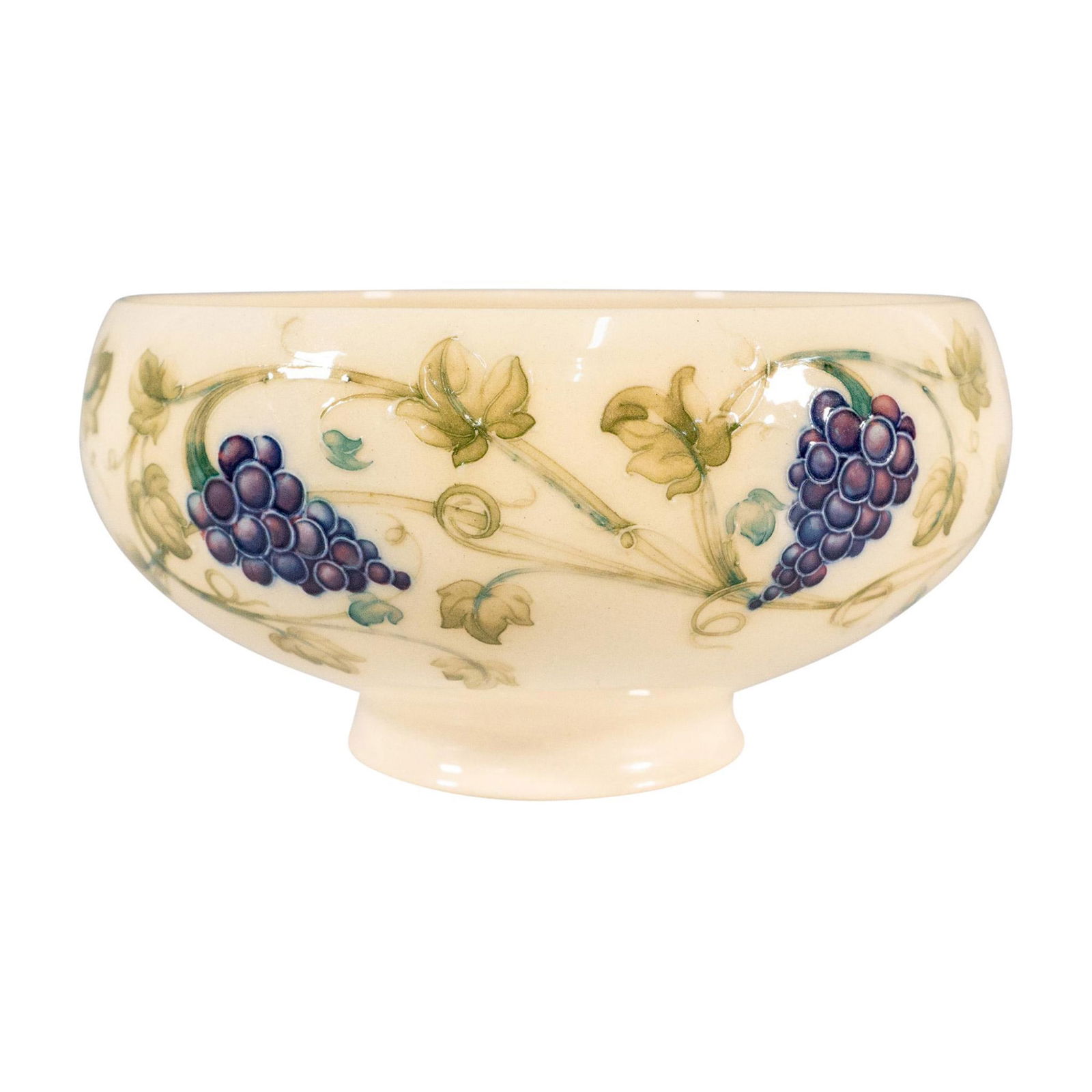 Early Moorcroft Pottery Grape & Vine Lustre Footed Bowl, Signed (1 of 4)