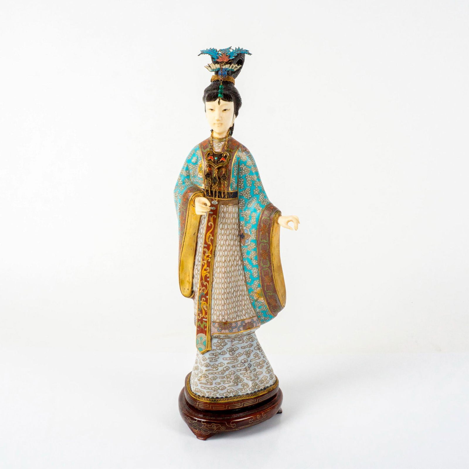 Chinese Cloisonne Resin Figurine, Beauty Maiden (1 of 4)