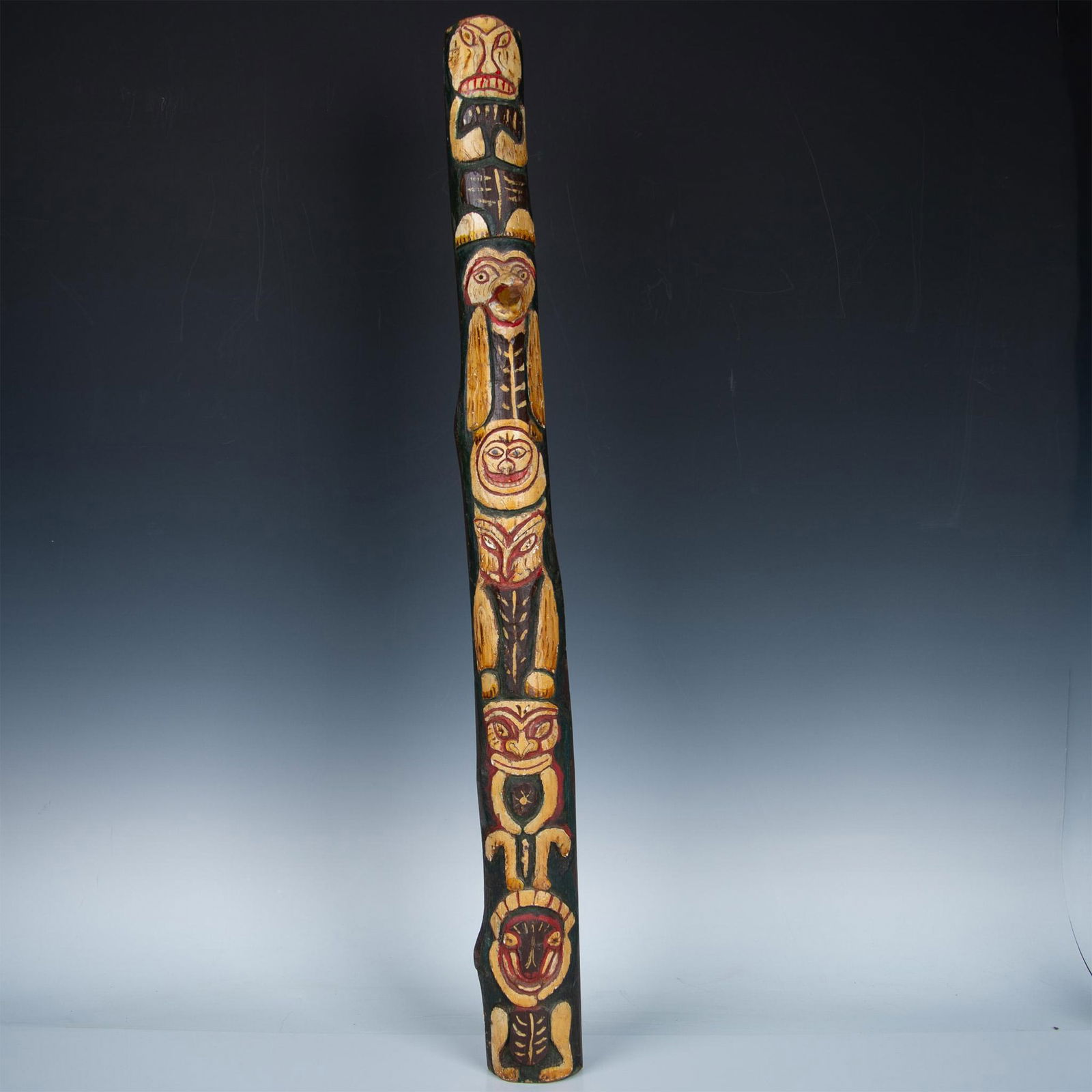 Antique Tribal Wooden Totem Pole Cane (1 of 6)