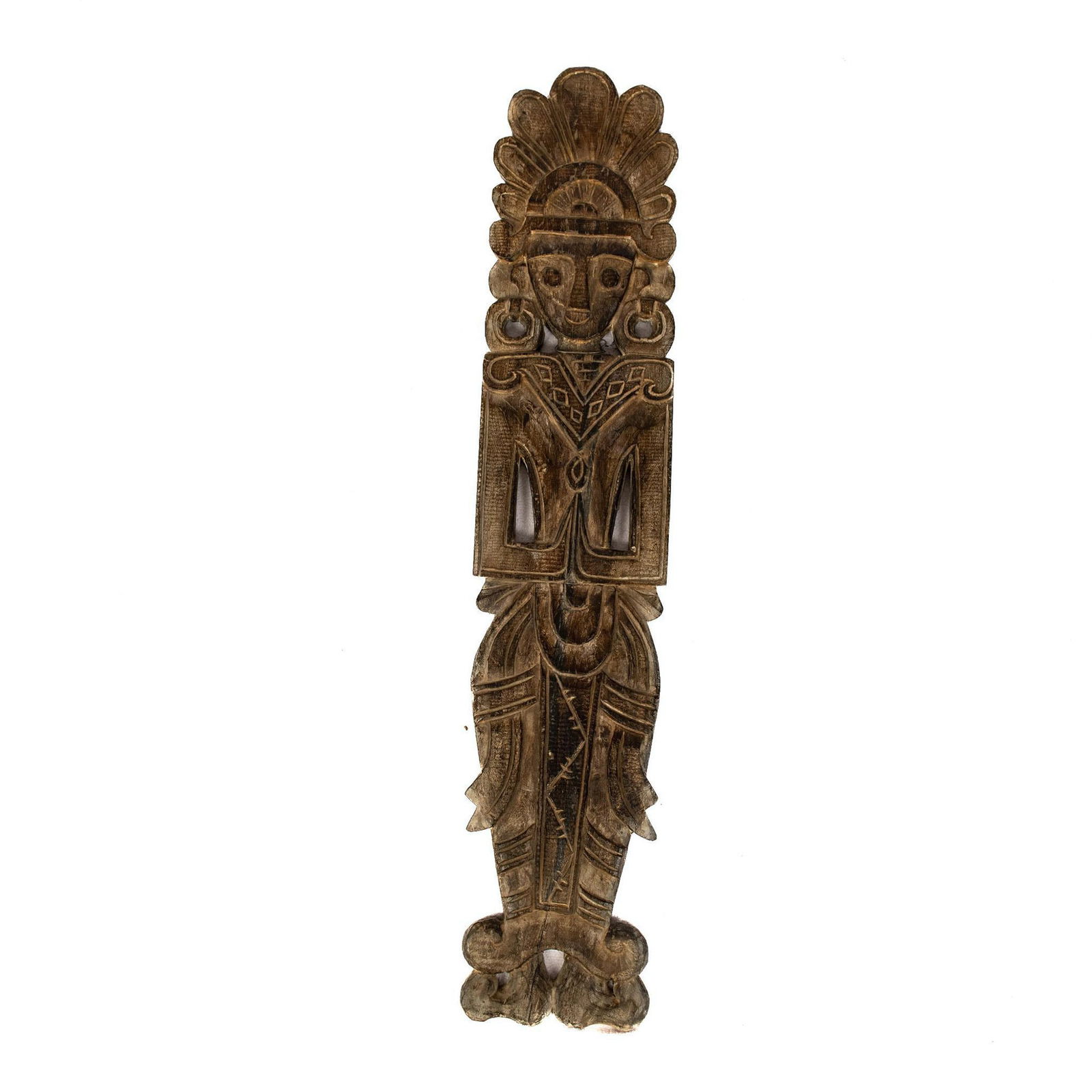 Tribal Art Wooden Wall Hanging of Praying Figure (1 of 3)
