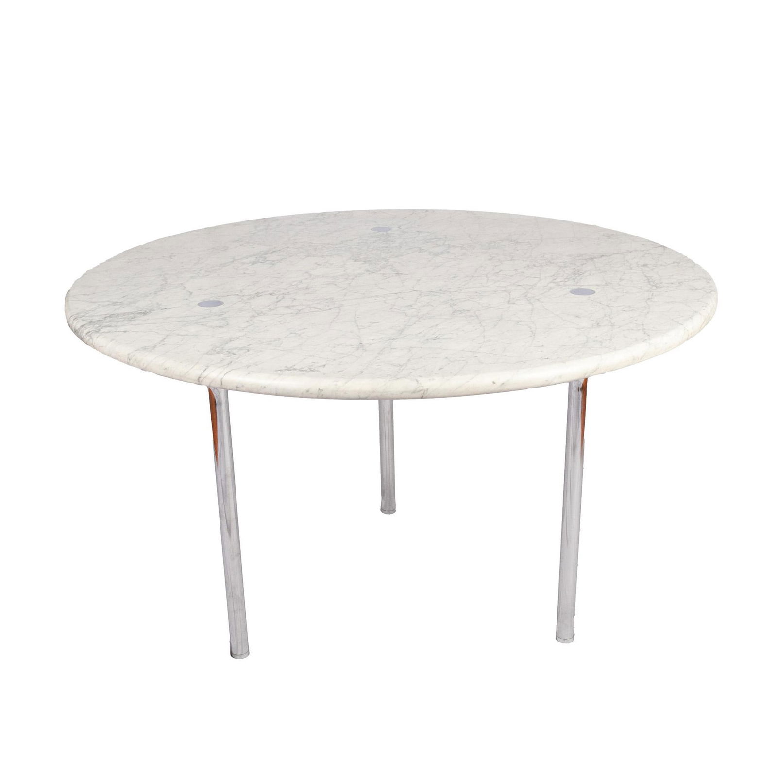 Modern Round Dining Table Carrara Marble & Chrome (1 of 6)