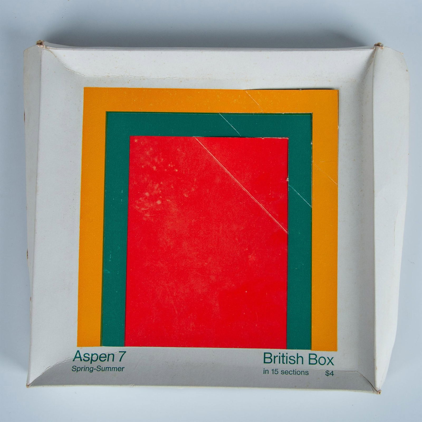 Rare Aspen Magazine No. 7 British Box: Rare British Box containing: The Lennon Diary 1969, Yoko Ono and John Lennon phonograph recordings, John Taverner and Christopher Logue phonograph recordings, Eduardo Paolozzi The Gay Atomic Colouring