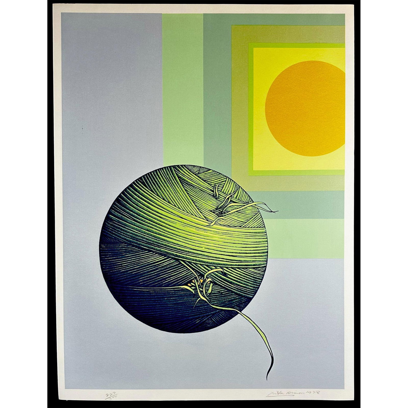 Rita Simon (American 1938-) Screenprint Ariadne Signed: Screenprint titled Ariadne Year 1978 Signed lower right numbered 227/300 Sight size 26" x 33.5"