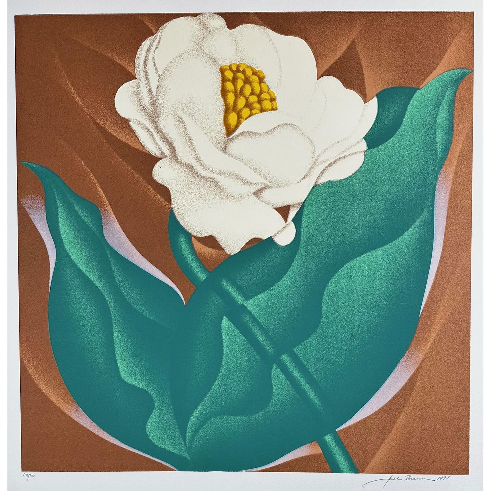 Jack Brusca (American 1939-1993) Silkscreen Flower Globe, Signed: Silkscreen titled Flower Globe. Signed lower right numbered 79/200. Year 1978 Sight size 25.5" x 26"