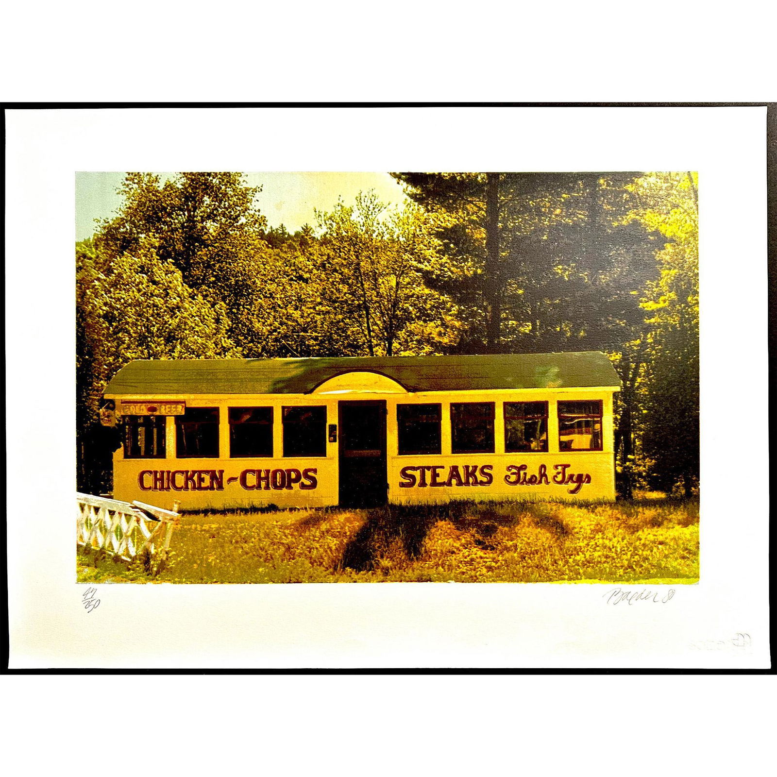 John Baeder (American 1938-), Screenprint Chicken Chops, Signed: Screenprint titled Chicken Chops Year 1980 Signed lower right numbered 47/250. Sight size 22" x 30"