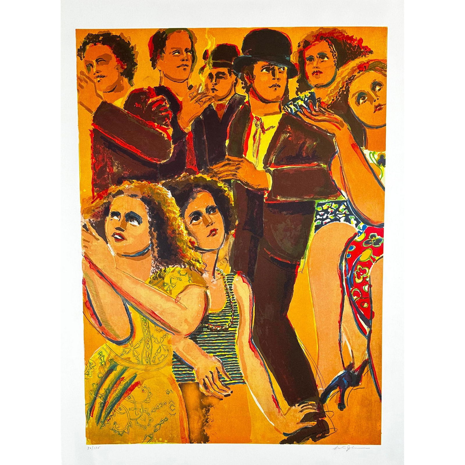 Lester Johnson (American 1919-2010) Lithograph Street Scene 4, Signed (1 of 4)