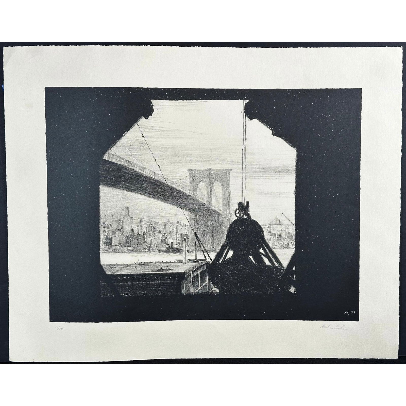 Arthur Cohen (American 1928-2012) Lithograph ,Bridge, Signed (1 of 4)