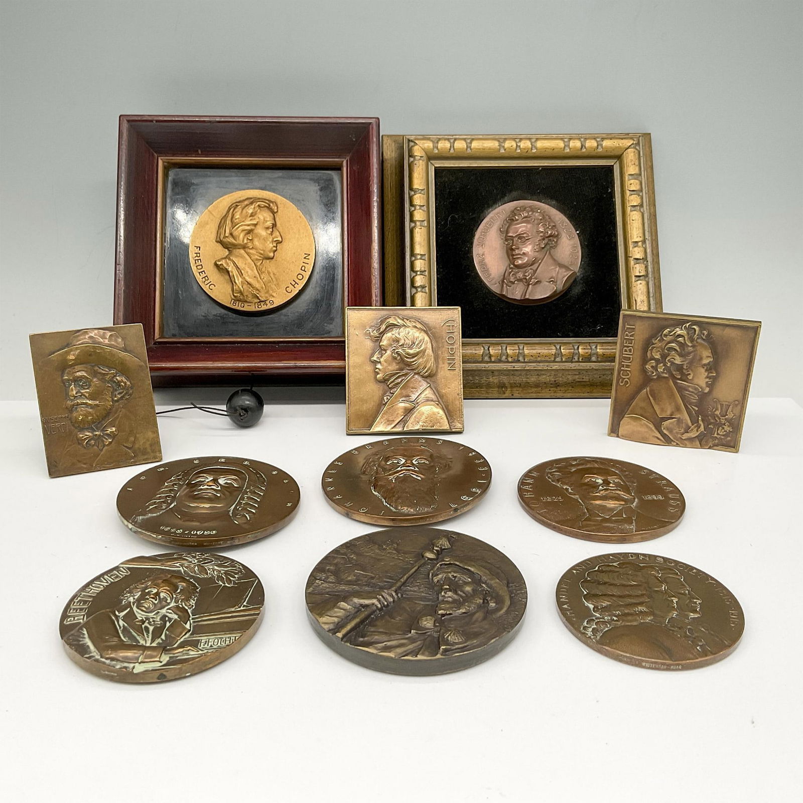 11pc Collectible Historical Music Figures Brass Plaques (1 of 3)