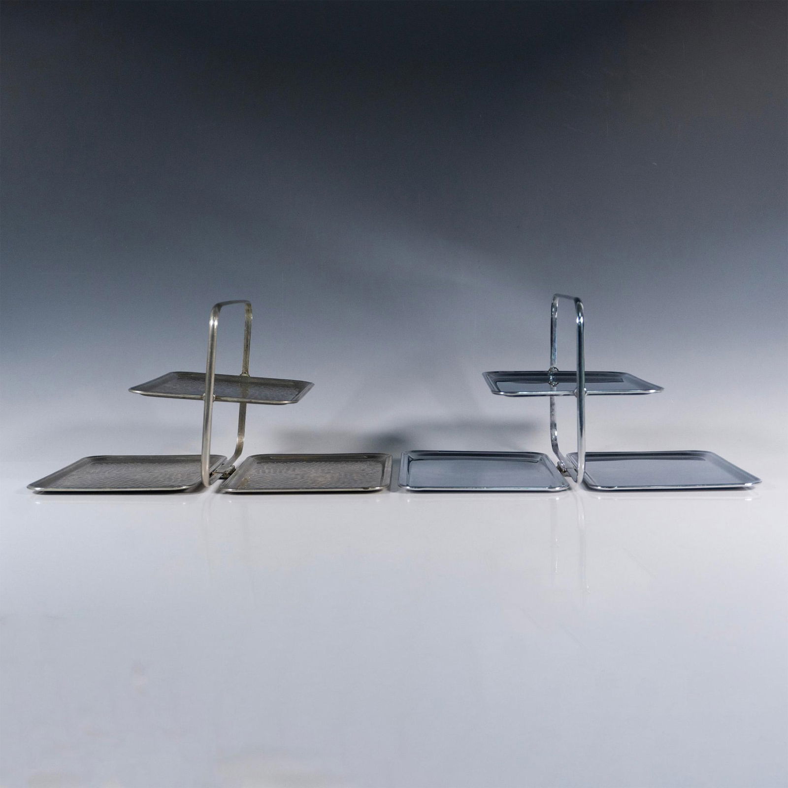 2pc Leo Schlesinger Chrome Serving 3-Tiered Trays (1 of 4)