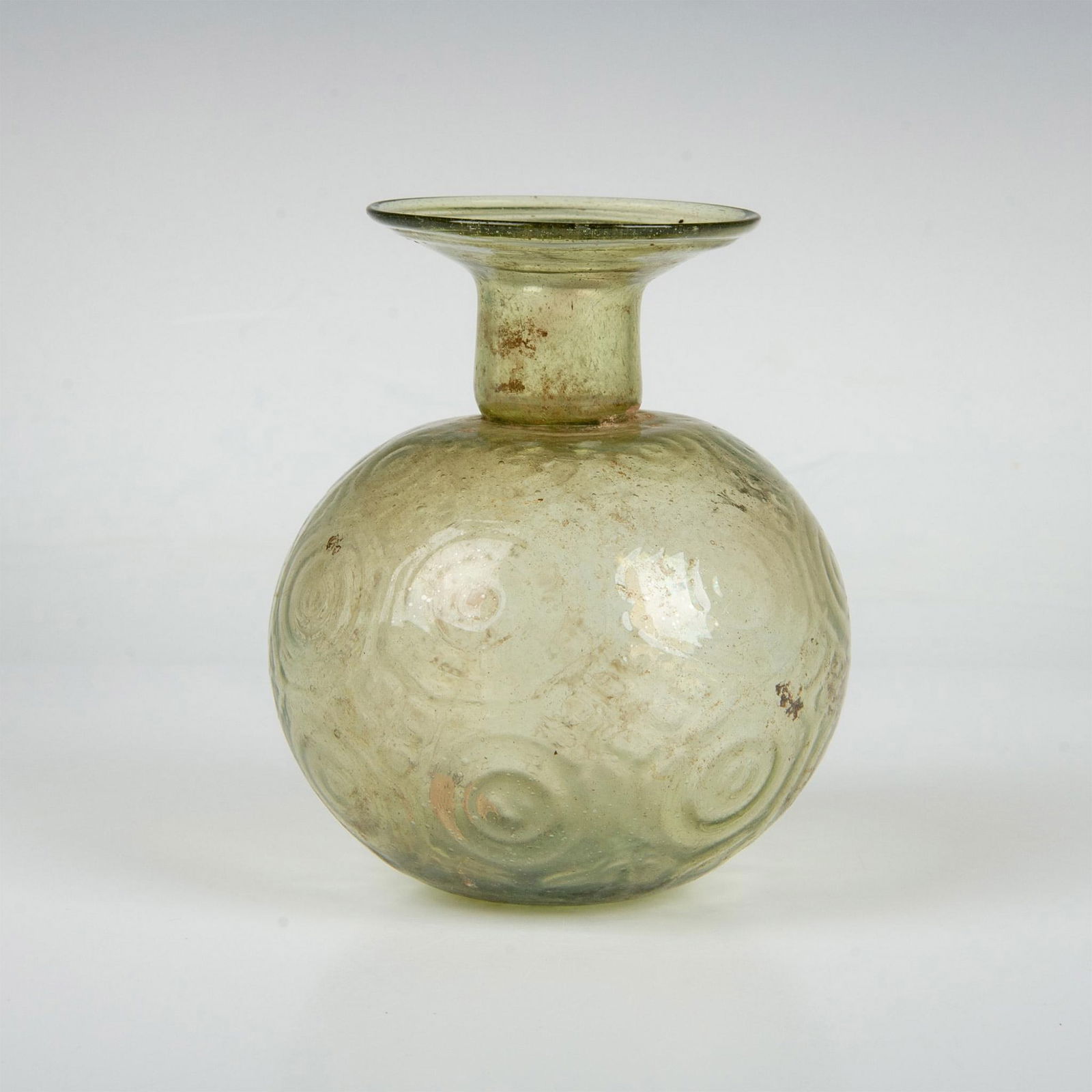 Ancient Roman Light-Chartreuse Pattern Molded Glass Bottle (1 of 2)