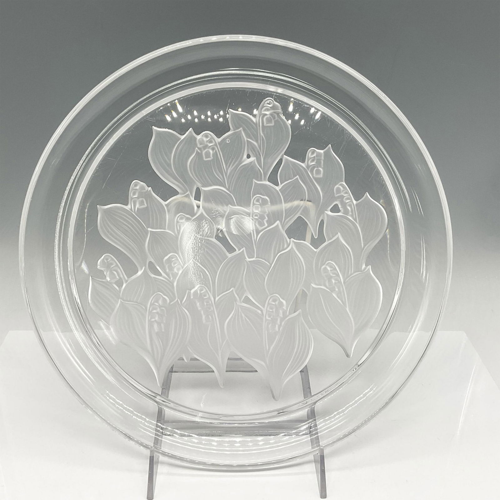 Sasaki Crystal Reverse Relief Platter, Lily of the Valley (1 of 4)