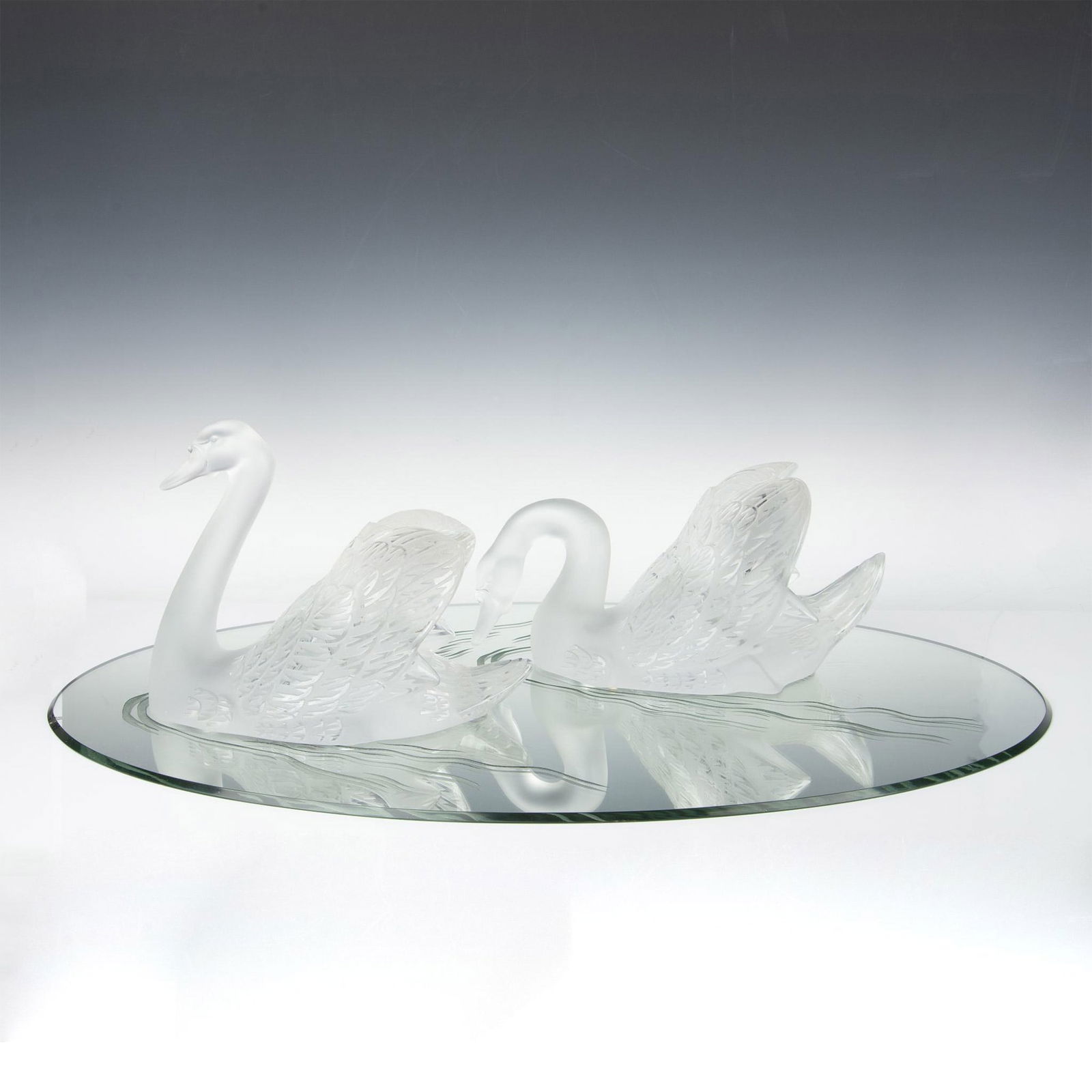 3pc Vintage Lalique Crystal Swans on Mirror (1 of 11)