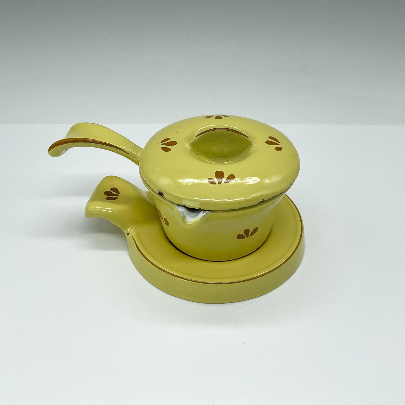 3pc Vintage DRU Enameled Cast Iron Butter Warmer (1 of 3)