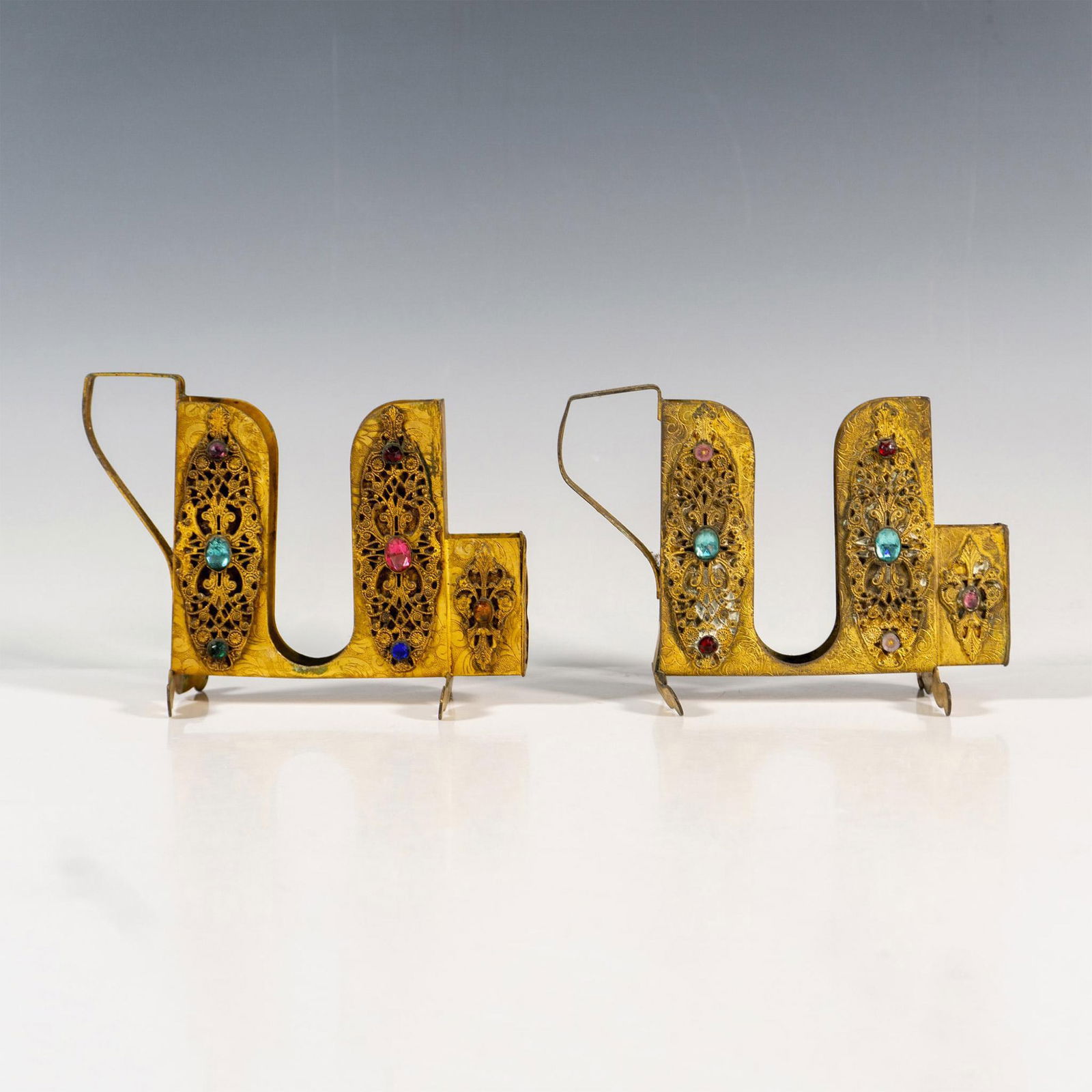 Pair of Apollo Brass Jeweled Cigarette Holder (1 of 5)