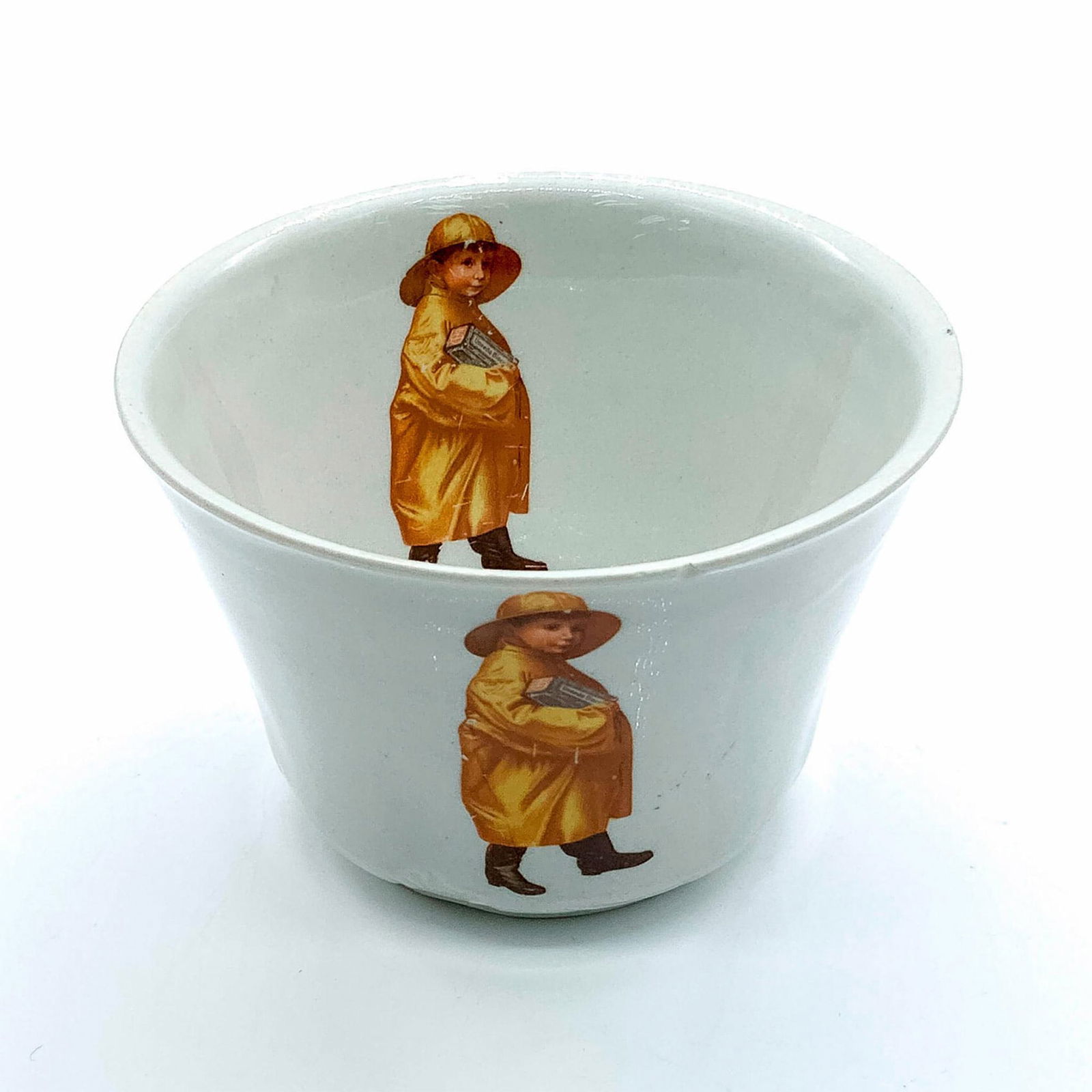 Cute Young Boy in Yellow Raincoat Decorative Ceramic Bowl (1 of 3)