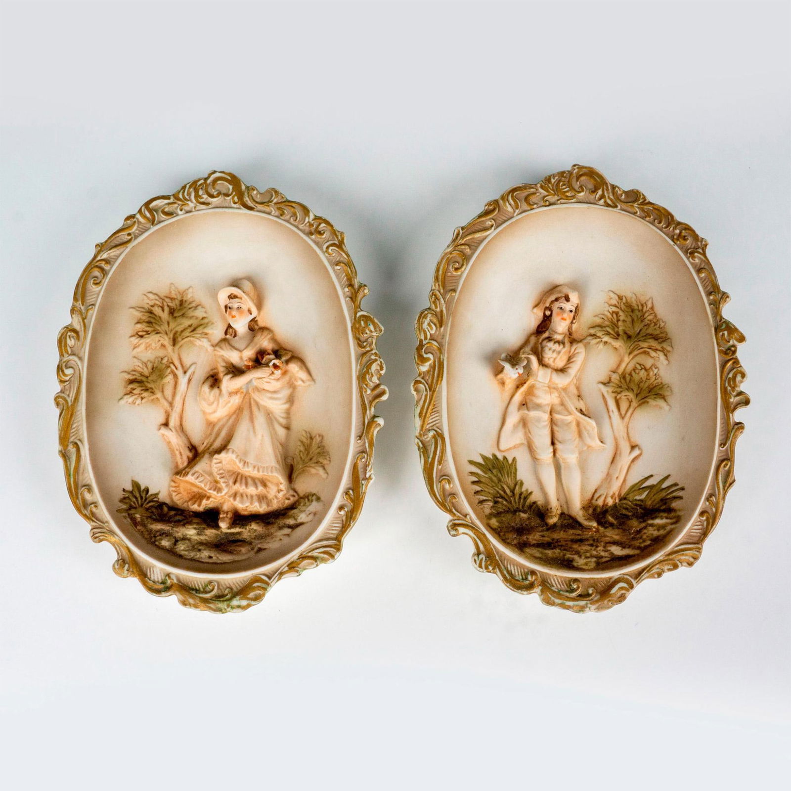 2pc Lefton Porcelain Wall Plaques, Man & Woman (1 of 5)