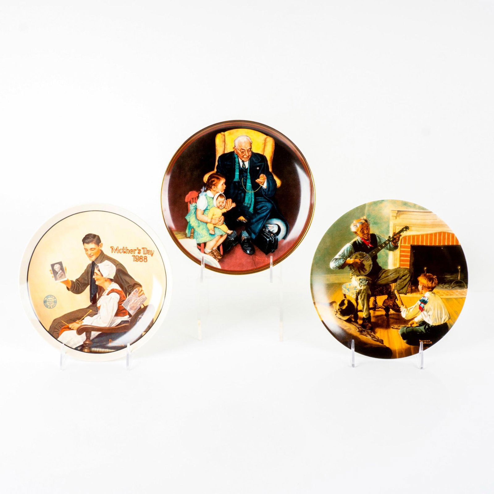 3pc Knowles Norman Rockwell Collectible Plates (1 of 8)