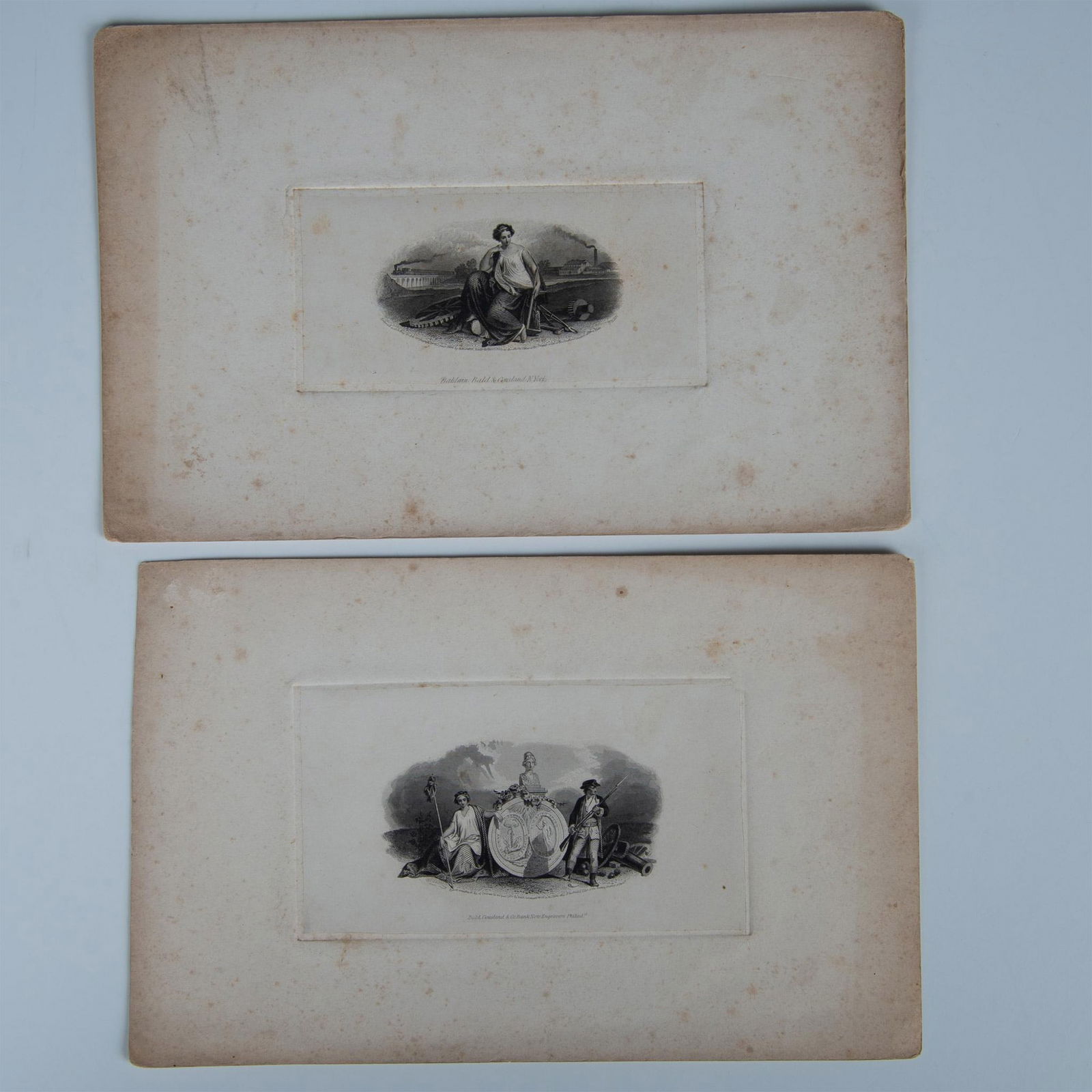 Set of 2 Antique Die Proof Bank Note Vignette Engravings (1 of 4)