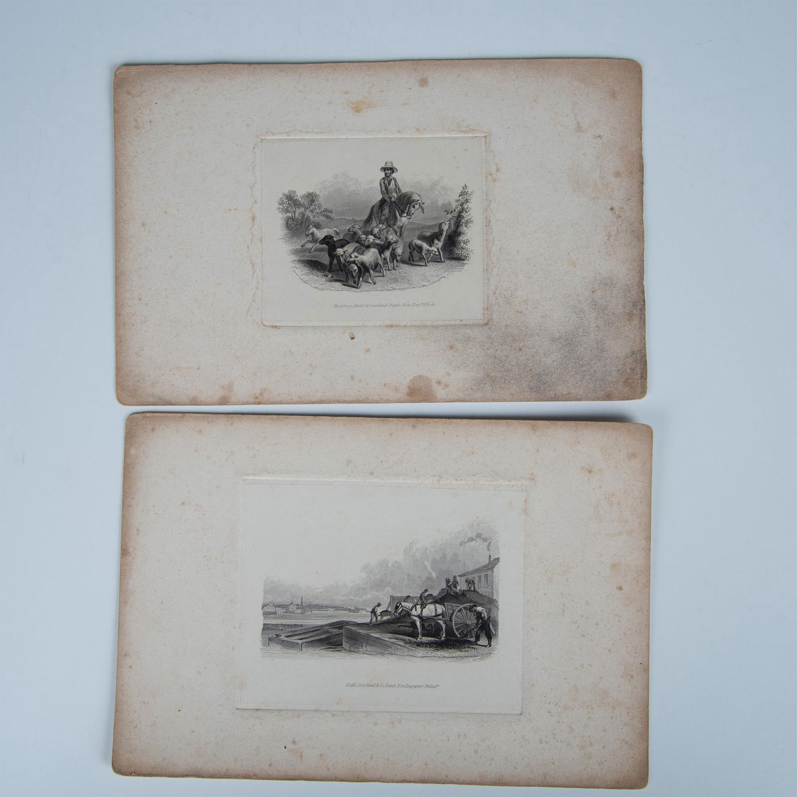 Set of 2 Antique Die Proof Bank Note Vignette Engravings (1 of 4)