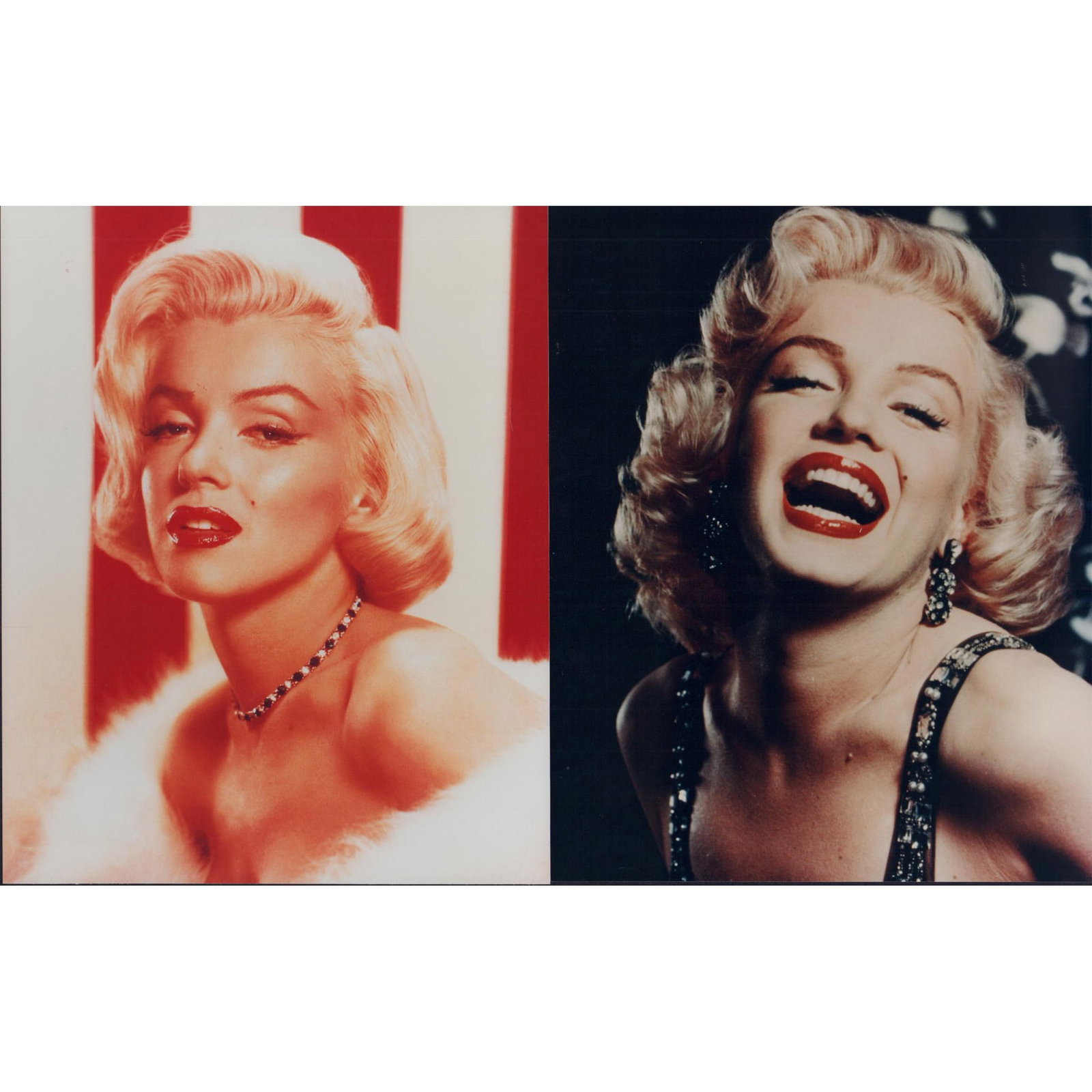 10pc Collection of Photographic Prints, Marilyn Monroe: Color photographic prints with high gloss finish on photo paper. Depicts portraits and candid images on set of American actress Marilyn Monroe. Each measures approximately 10"L x 8"W.