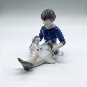 Bing and Grondahl Porcelain Figurine, Girl With Cat and Dog
