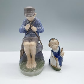 2pc Royal Copenhagen Figurines, The Whittler & Sailboat Boy
