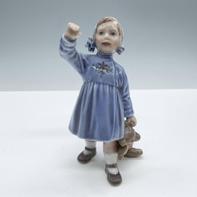 Dahl Jensen Porcelain Figurine, Girl with Teddy Bear 1152