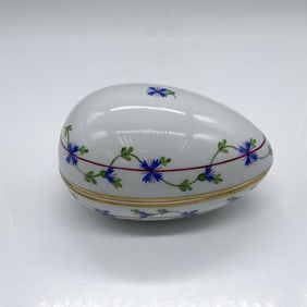 Herend Porcelain Egg Box, Cornflower Blue Garland