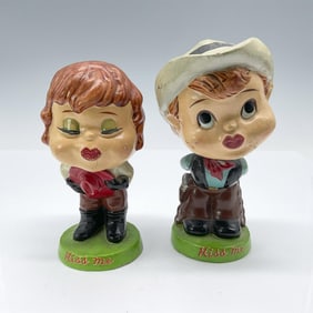 Pair of Vintage Kiss Me Cowboys Bobbleheads/Nodders Figures