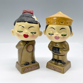 Pair of Vintage Let's Kiss Japan Bobbleheads/Nodders Figures