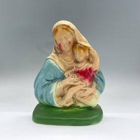 Vintage Chalkware Figural, Mother Mary and Baby Jesus