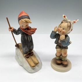 2pc Goebel Hummel Porcelain Figurines, Skier & Toothache