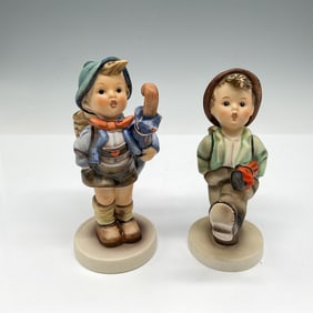 2pc Goebel Hummel Porcelain Figurines, Boys with Umbrellas