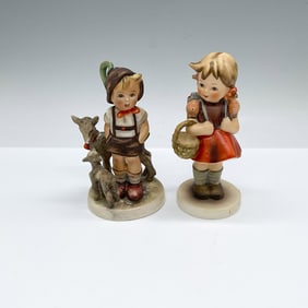 2pc Goebel Figurines, Little Goat Herder and School Girl
