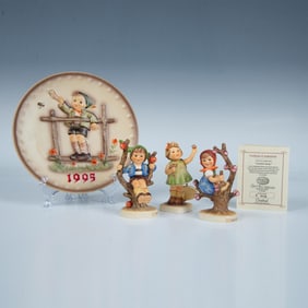4pc Goebel Hummel Porcelain Figurines & 1995 Plate