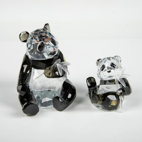 2pc Swarovski Crystal Society Figurine, Pandas